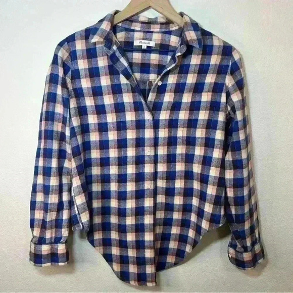 Madewell Women’s Plaid Button Down Tie Front Flannel Size Small - Picture 2 of 13